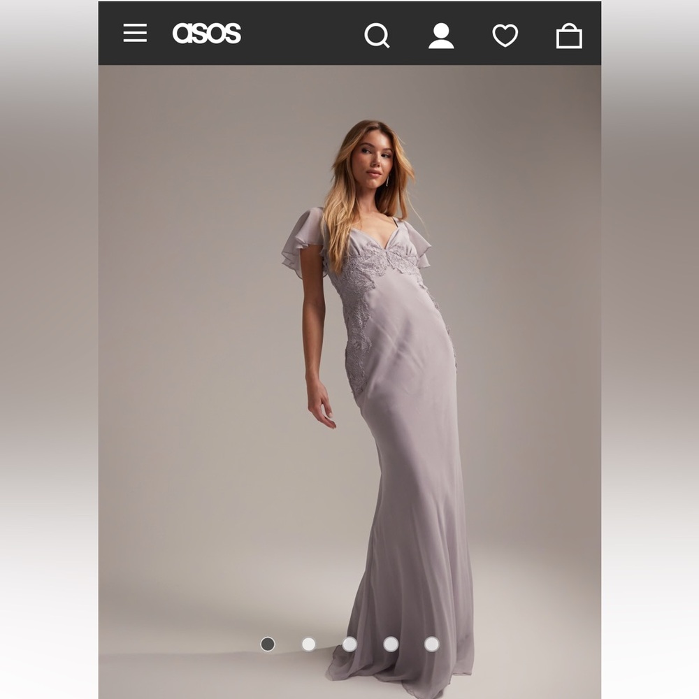 ASOS design lilac embroidered bridesmaid dress